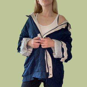 Navy and White Members Only Windbreaker